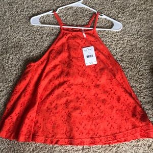 NWT Free People orange eyelet tank!